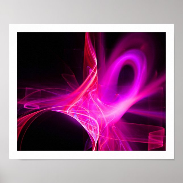 Póster PEDAÇOS FRACTAIS NA Abstrato DE PINCO DE FUCHSIA (Frente)