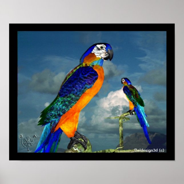 PÓSTER PEDAÇOS HÍPER / ARA AZUL (Frente)