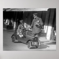 Pedal Car Traffic Stop, 1922. Vintage Photo