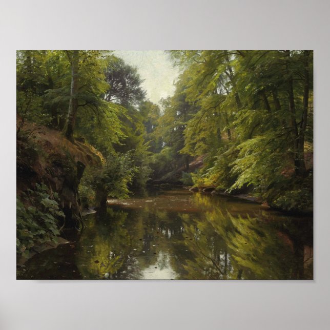Poster Peder Monsted - Paisagem Fluvial Woody (Frente)