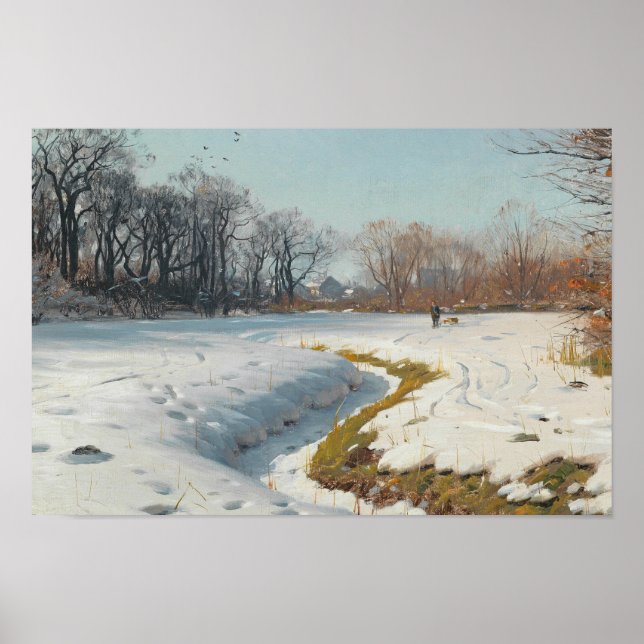 Poster Peder Monsted - Um Dia de Inverno Sunny (Frente)