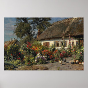 Poster Peder Monsted - Um Jardim de Algodão com Galinhas