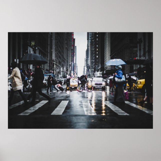 Poster PEDESTRIANO DE PASSAGEM pessoas NA RUA DA CIDADE (Frente)
