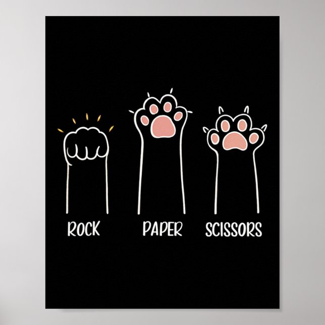 Poster Pedra de Papel de Tesoura Pata Gato de Gato (Frente)