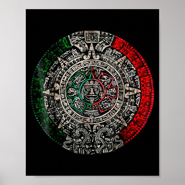 Poster Pedra do Sol do Calendário Asteca Arte Mexicana Ta (Frente)