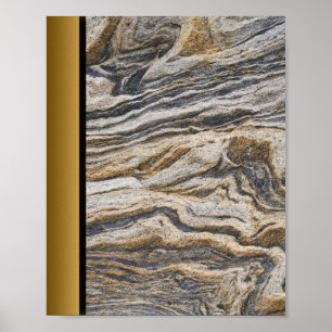 Poster Pedra Marble Castanha/Arte Dourada Negra