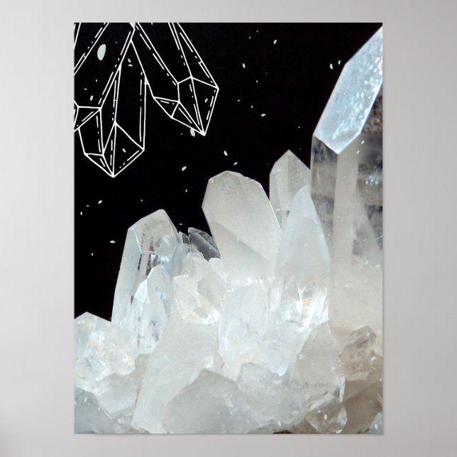 Poster Pedra Natural de Geode Cristal Quartz Branco (Frente)