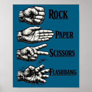 Poster Pedra papel tesoura flashbang divertido meme gif d