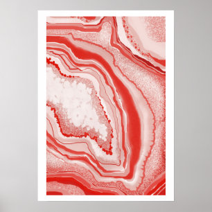 Poster Pedra preciosa cor-de-rosa coral de Geode da ágat