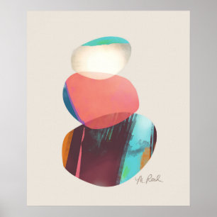 Póster Pedras Coloridas Felizes para Aquarelas