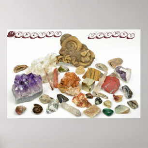 Póster Pedras curas, ametyst, quartzo, opal, turmalina