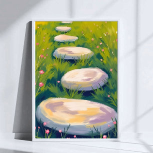 Poster Pedras de Jardim Pintura em Aquarela
