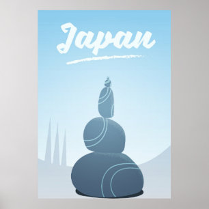 Póster Pedras de pé do Japão empilhadas na paisagem.