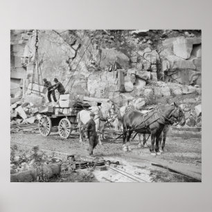 Póster Pedreira de Granito de New England, 1908. Foto Ant