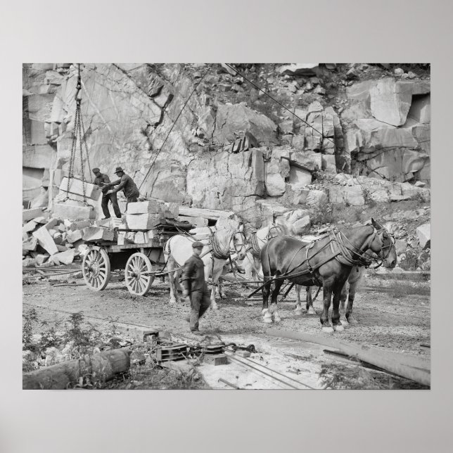 Póster Pedreira de Granito de New England, 1908. Foto Ant (Frente)