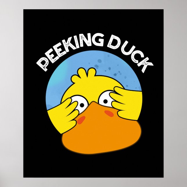 Poster Peeking Duck Funny Animal Chinês Dish Pun Dark BG (Frente)