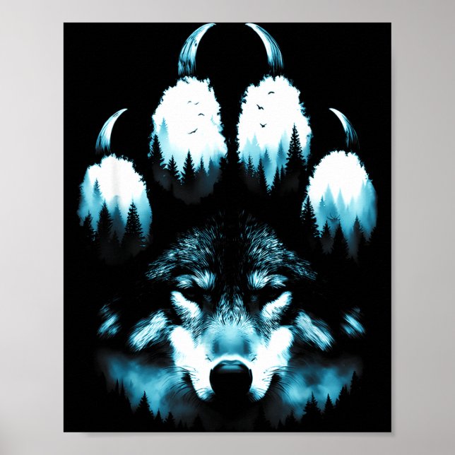 Poster Pegada Animais Amantes de Lobos Lobo Uivando Em (Frente)