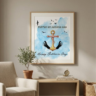 Poster Pegada de Âncora Náutica Arte Presente do Dia dos