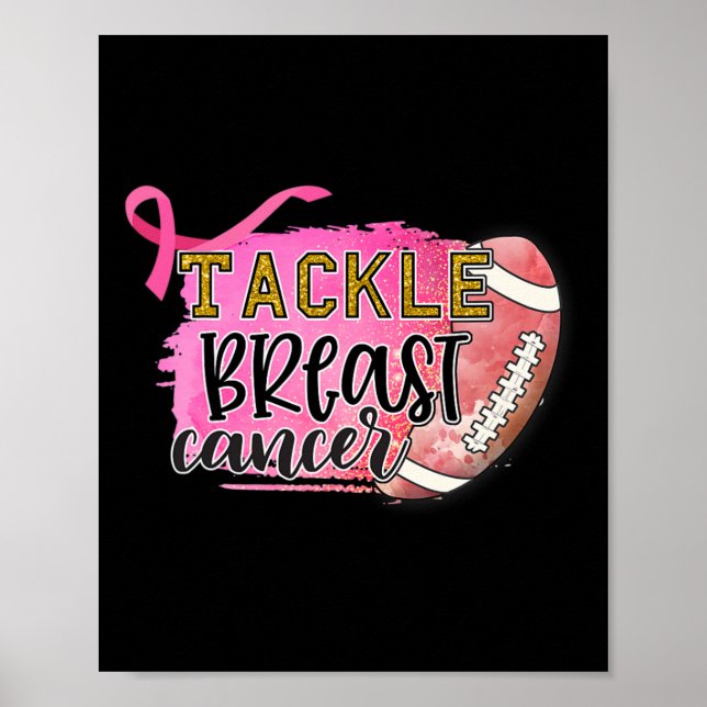 Poster Pegada no Cancer da mama com Cancer de aviso (Frente)