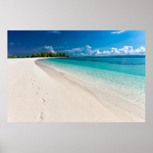 Poster Pegadas de Ilha Tropical na Areia
