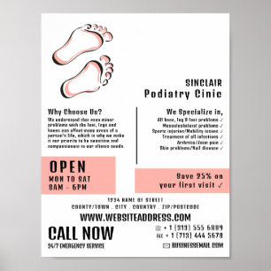 Poster Pegadas de na moda, Clínica Podiatária, Podiatra