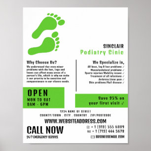 Poster Pegadas Verdes, Clínica Podiatária, Podiatra