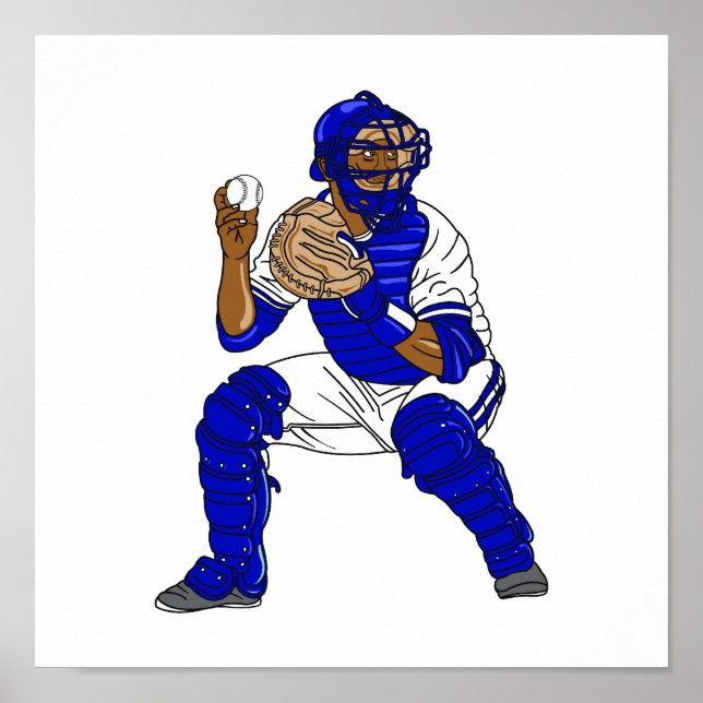 Poster Pegador de baseball azul (Frente)