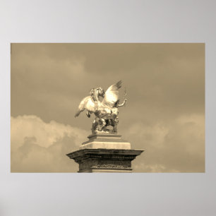 Poster Pegasus - estátua de bronze Paris - Emmanuel Frémi