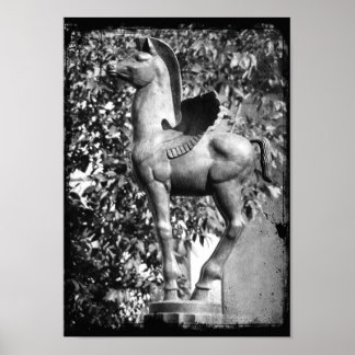 Poster Pegasus no Grunge Negro e Branco