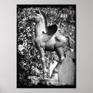 Póster Pegasus no Grunge preto e branco