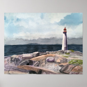 POSTER PEGGY'S COVE, NOVA SCOTIA, CANADA WATERCOLOR