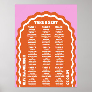 Poster Pegue um assento cor-de-rosa laranja retrorreflect
