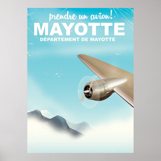 Poster Pegue um avião! Cartaz de viagem de Mayotte (Frente)