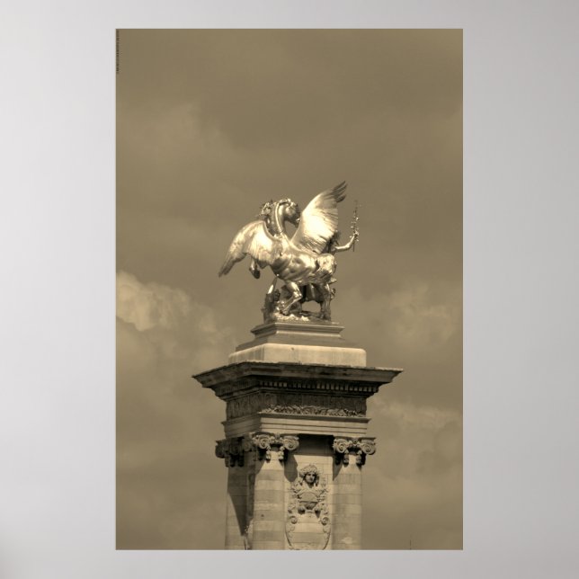 Poster Pégulo de estátua de bronze de Pegasus Gilded Pont (Frente)