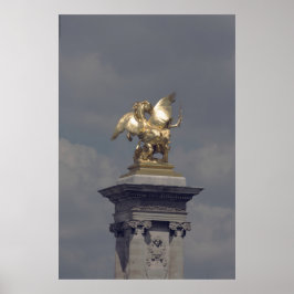 Poster Pégulo de estátua de bronze de Pegasus Gilded Pont