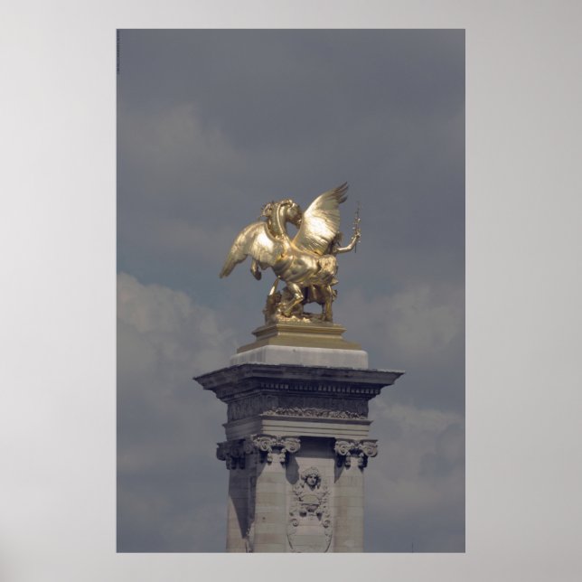 Poster Pégulo de estátua de bronze de Pegasus Gilded Pont (Frente)