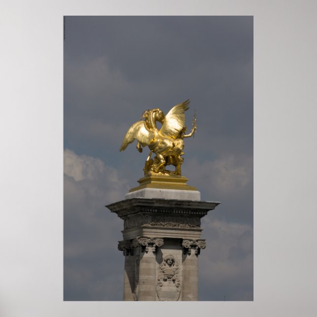 Poster Pégulo de estátua de bronze de Pegasus Gilded Pont (Frente)