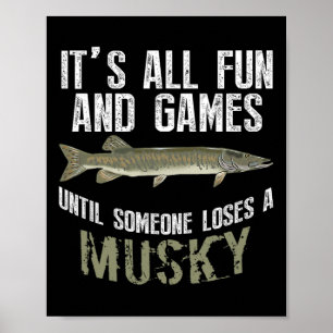 Poster Peixe Água fresca Musky Engraçado Pescado Muskellu