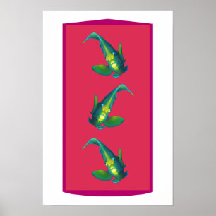 Poster Peixe-anjo - Elegância em Fundo Tonalizado em Mage