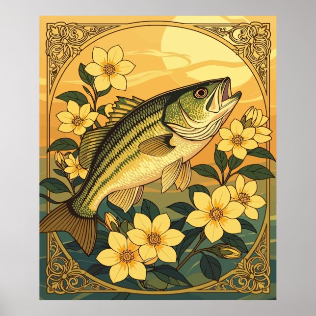 Poster Peixe-Aranha-Baixo Estimulado E Flores De Jasmim A (Frente)