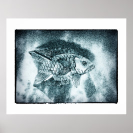Póster Peixe - arte de tinta digi & foto (Cartaz)
