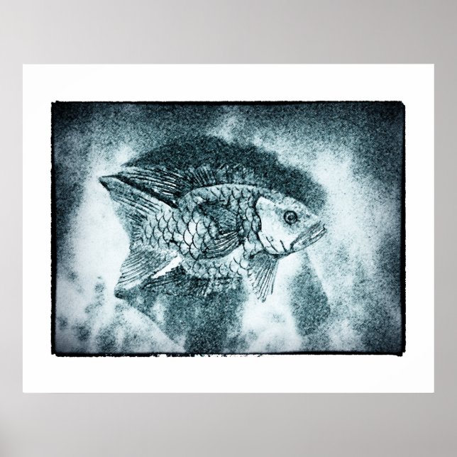 Póster Peixe - arte de tinta digi & foto (Cartaz) (Frente)