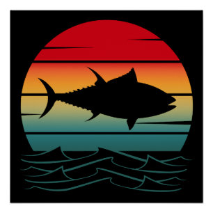 Póster Peixe-Atum Vintage