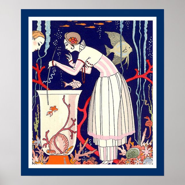 POSTER PEIXE BURACO, FASHÃO DE BELEZA DE ARTE DECO (Frente)