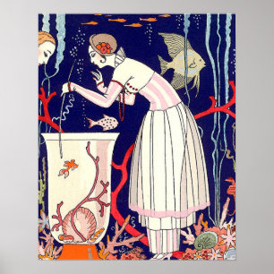 PÓSTER PEIXE BURACO, FASHÃO DE BELEZA DE ARTE DECO