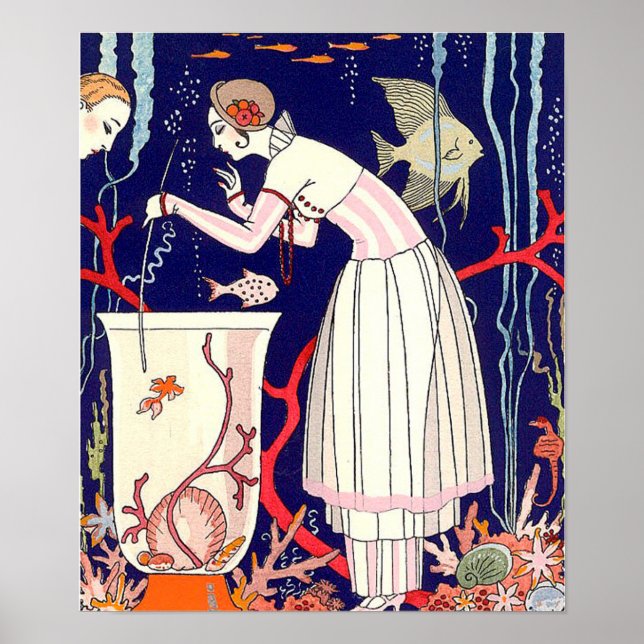 PÓSTER PEIXE BURACO, FASHÃO DE BELEZA DE ARTE DECO (Frente)