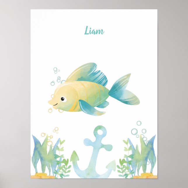 Poster Peixe chorão submarino personalizável (Frente)