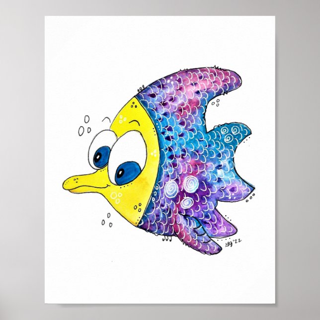 Poster Peixe Colorido Caprichoso Fofo (Frente)