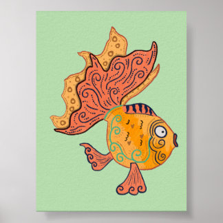 Poster Peixe Dourado Arte Popular Caprichosa | Fantasia B