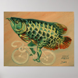 Poster Peixe dragão numa bicicleta